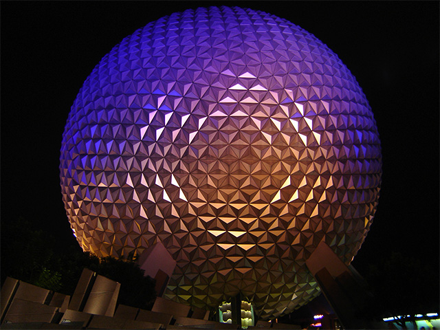 Spaceship Earth at Night, at Disney's Epcot