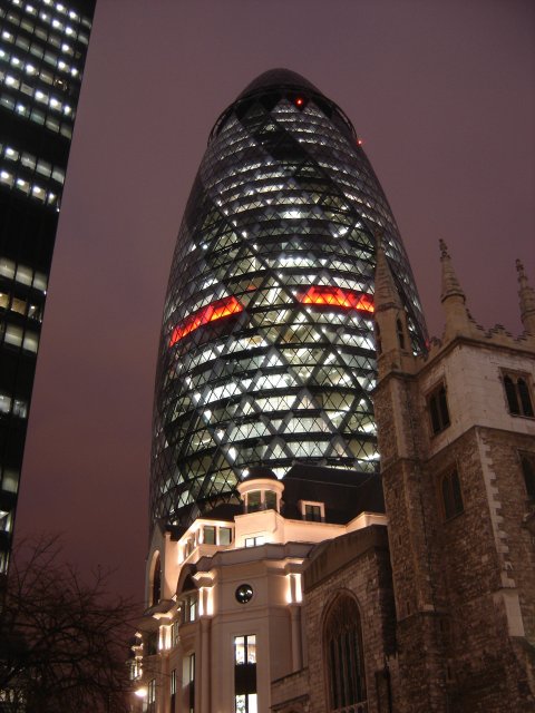 The Gherkin at Night